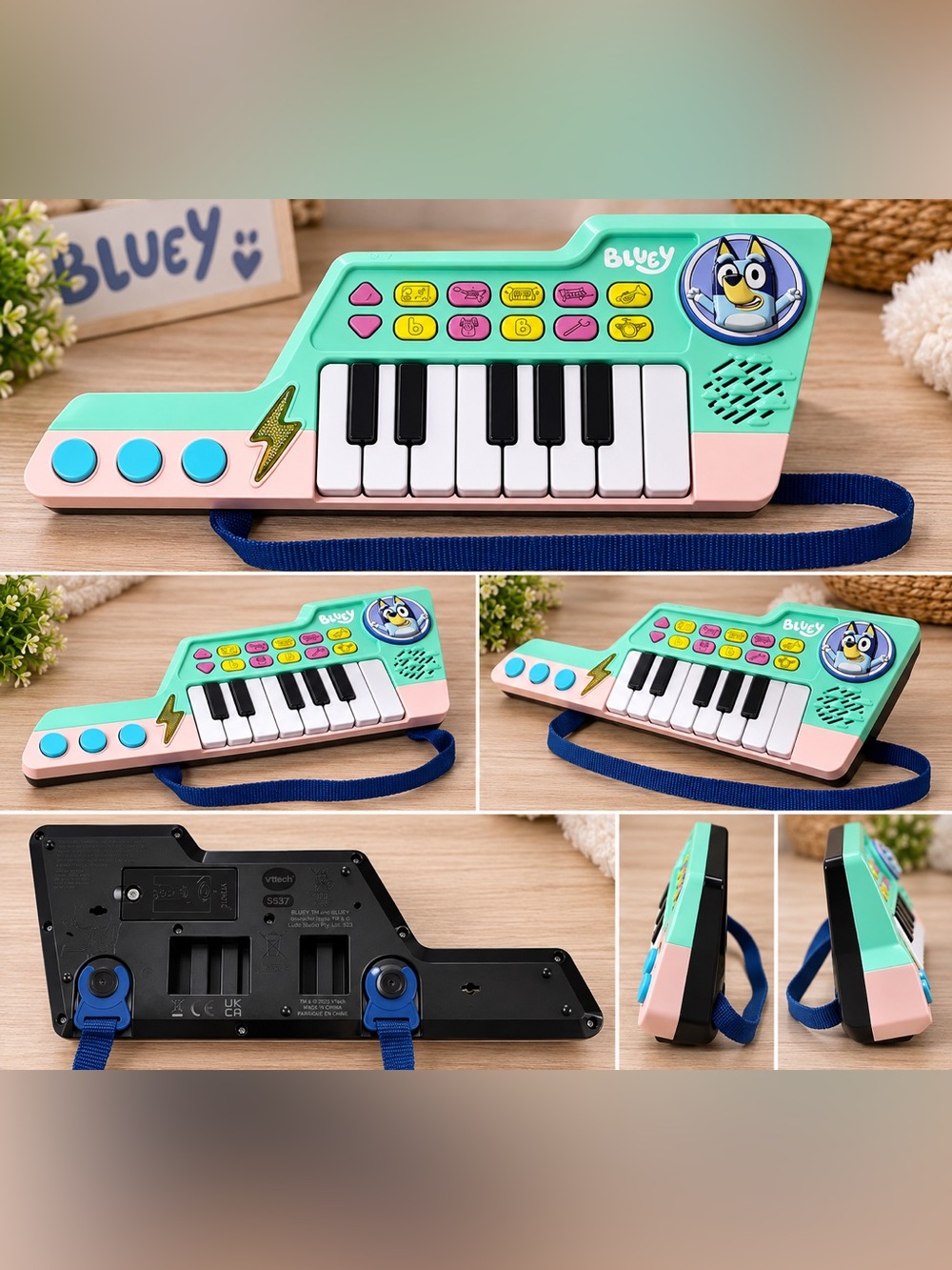 VTech Bluey Keyboard Musical Toy Piano w/ Strap Lights Sounds Kids